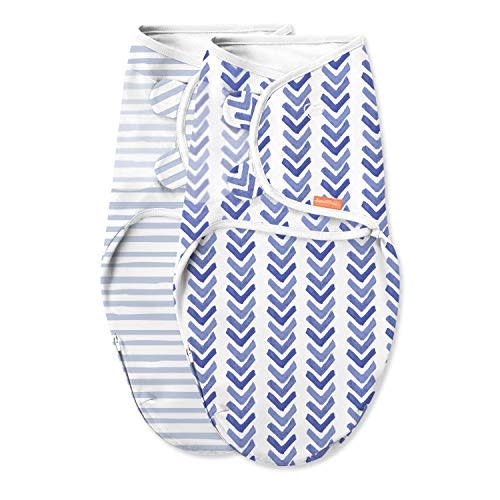 SwaddleMe Luxe Easy Change Swaddle – Size Small/Medium, 0-3 Months, 2-Pack (Water Color Indigo)