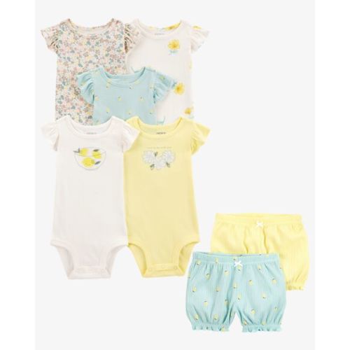 Baby 7-Piece Lemon Short-Sleeve Bodysuits & Shorts Set | Carter's