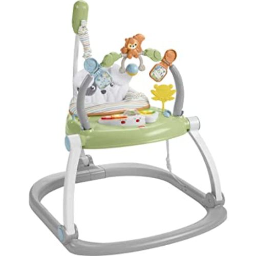 Fisher-Price Baby Bouncer SpaceSaver Jumperoo Activity Center with Lights Sounds and Folding Frame, Sweet Snugapuppy