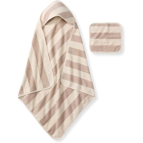 Burt's Bees Baby Hooded Woven Terry Towels Organic Cotton, Unisex Bath Essentials, Soft Nursery Towel for Infants, Toddlers, Kids