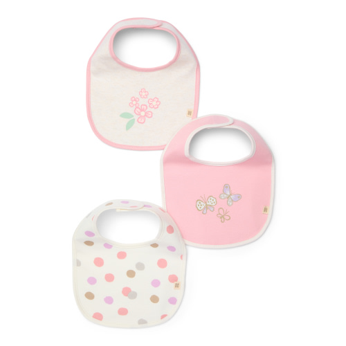 Huggies Baby Girl Butterflies and Flowers Cotton Bibs, 3-Pack