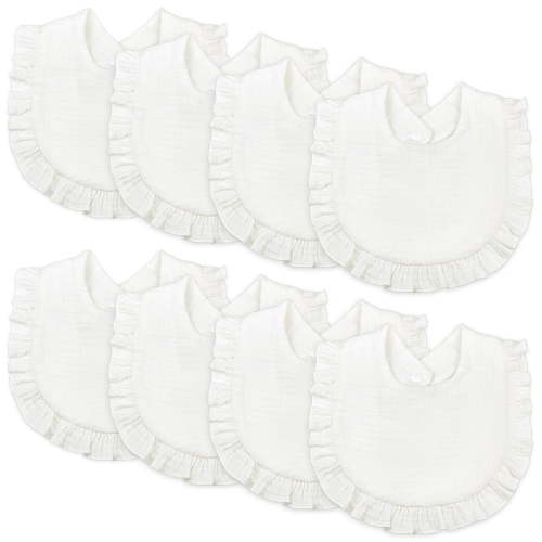 Baby Bibs for Girls Boys 8 Pack Muslin Bibs Drool Bibs Super Absorbent 100% 4-Layer Muslin Cotton Muslin Baby Bibs for Infant Toddler Teething Drooling Bibs Baby Essentials