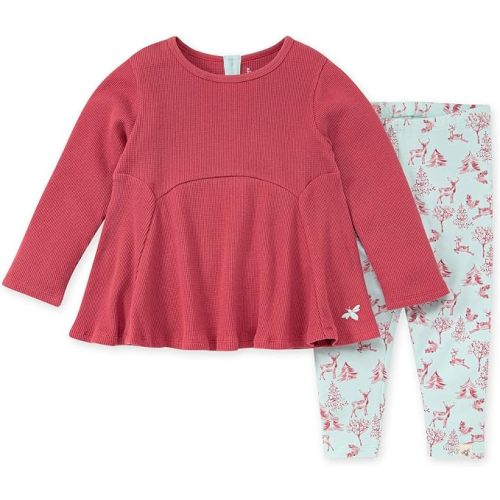 Burt's Bees Baby Baby Girls' Long Sleeve Top and Pant Set, 100% Organic Cotton