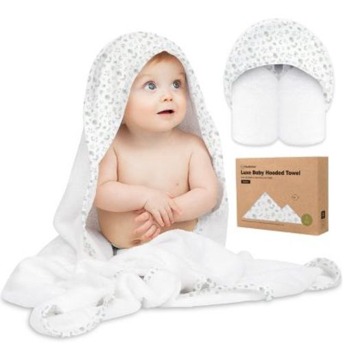 Luxe Baby Hooded Towel, Organic Baby Bath Towel, Hooded Baby Towels, Baby Beach Towel For Newborn, Kids (serenity)