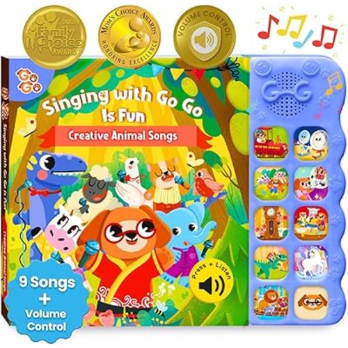 GO GO 9 Creative Animal Nursery Rhymes: Interactive Book for 1 Year Old, Sound Books for Toddlers 1-3, Musical Books for Toddlers 1-3, Music Book for Toddlers 1-3, Baby Books with Sound, Singing Books