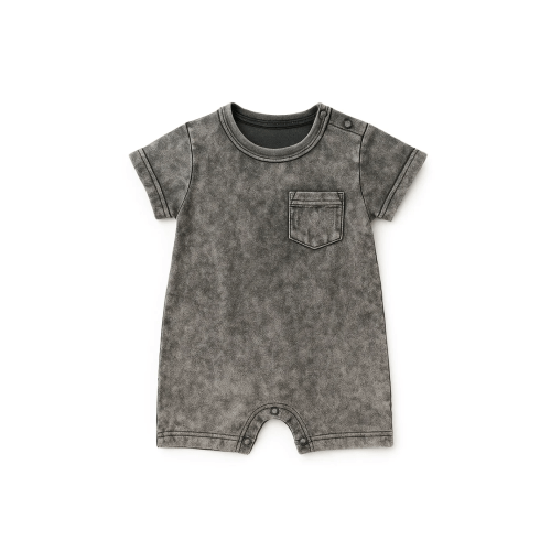 Acid Wash Shortie Romper - Black