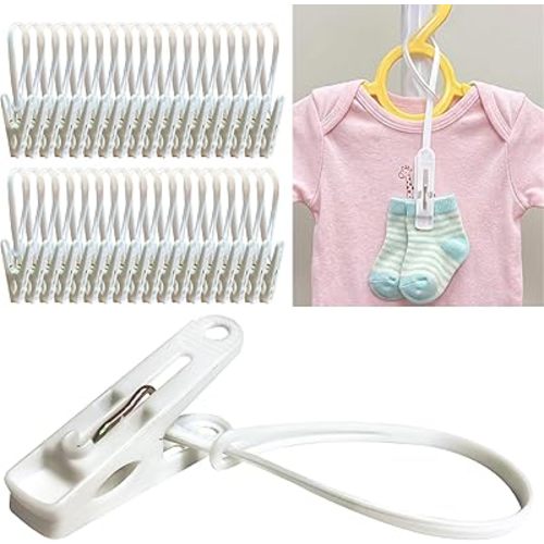 HASHI Baby Clothes & Pants Clips 36 Pack, Non-Slip Hanger Clips with Strong Grip, Space-Saving Organizer for Baby & Toddler Laundry, Closet, Socks, Stroller, Travel & Drying Rack