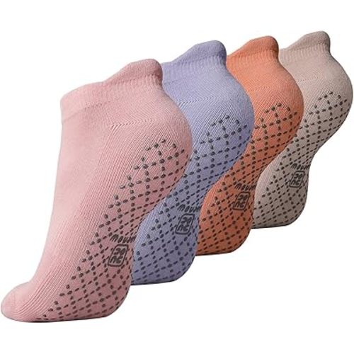 unenow Unisex Non Slip Grip Socks with Cushion for Yoga Pilates Barre Home & Hospital