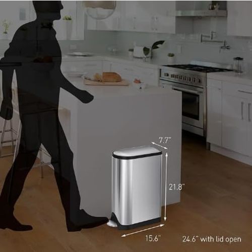 simplehuman Diaper Can with Odorsorb System (Odorsorb Pods and Odorsorb Liners), 18 Liter/ 4.8 Gallon, White Stainless Steel