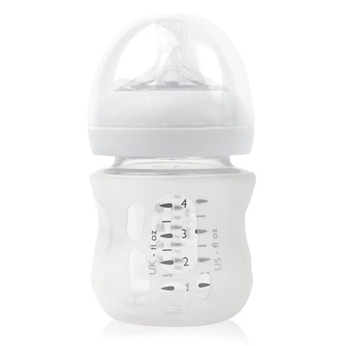 Olababy Silicone Sleeve for AVENT Natural Glass Baby Bottles (4 oz, Translucent) - 4 Ounce