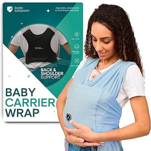 Koala Babycare Baby Carrier Wrap, Adjustable and Easyt-to-Wear As a T-Shirt - Baby Wearing Wrap One Size Fits All - Unisex Infant Wrap Carrier Up to 22lbs