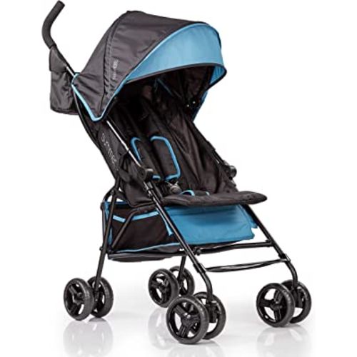 Summer Infant 3Dmini Convenience Stroller, Blue/Black – Lightweight Infant Stroller with Compact Fold, Multi-Position Recline, Canopy Pop Out Sun Visor and More Umbrella for Travel