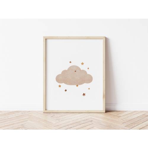 Boho Cloud Watercolor Print: Neutral Nursery Art (Digital Download)