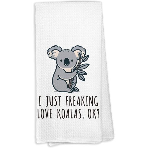 I Just Freaking Love Koalas Kitchen Towel, Koala Bathroom Home Decor, Koala Decorative Bath Kitchen Bathroom Hand Towel, Koala Hand Bath Towels, Koala Gifts for Women Kids Men
