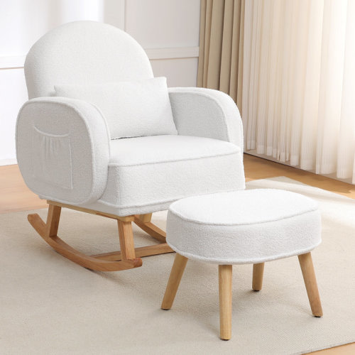 Isabelle & Max™ Upholstered Teddy Rocking Chair With Ottoman & Reviews | Wayfair