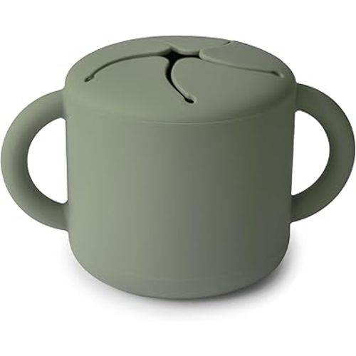 mushie Silicone Snack Cup | Spill Proof Food Container for Toddler and Baby (Dried Thyme)