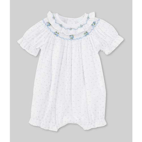 Edgehill Collection Baby Girls 3-24 Months Round Smocked Swiss Dot Romper