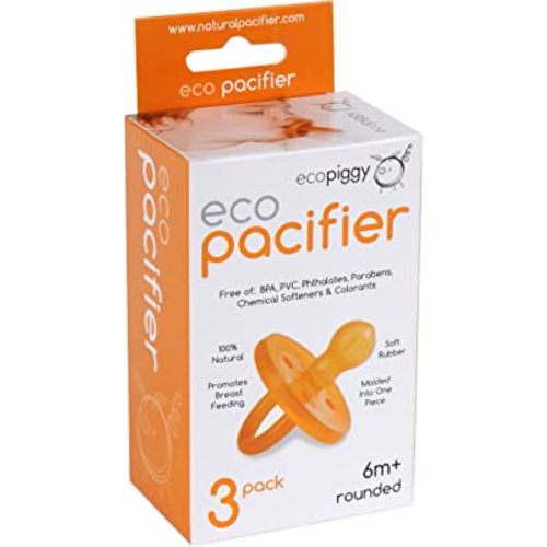 Amazon.com : Ecopiggy Ecopacifier Natural Pacifier Rounded (3 Pack) 6 Months+ : Baby