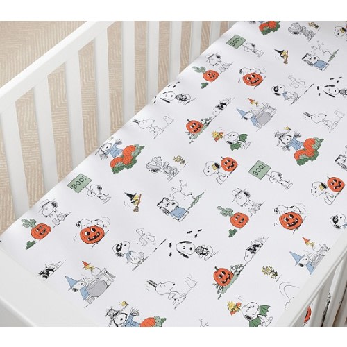 Peanuts® Snoopy® Trick-or-Treat Organic Crib Fitted Sheet | Pottery Barn Kids