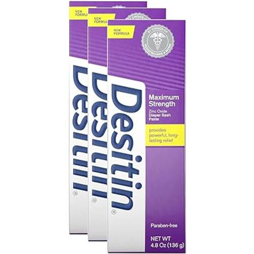 Desitin 3-Pack Maximum Strength Baby Diaper Rash Cream with 40% Zinc Oxide for Treatment, Relief & Prevention, Hypoallergenic, Phthalate- & Paraben-Free Paste, 14.4 oz by Vitasoul