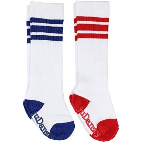 juDanzy 2 Pack of Baby, Toddler and Kids Knee High Tube Socks for Boys and Girls with Grips