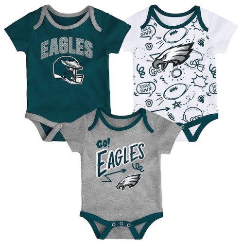 Infant Philadelphia Eagles Outerstuff All Day Play Three-Piece Bodysuit Set