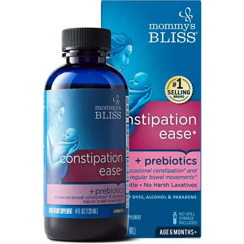 Mommy's Bliss Constipation Ease + Prebiotics, Relieves Occasional Constipation, Gentle & Safe, No Harsh Laxatives, 4 Fl Oz Bottle (Pack of 1)