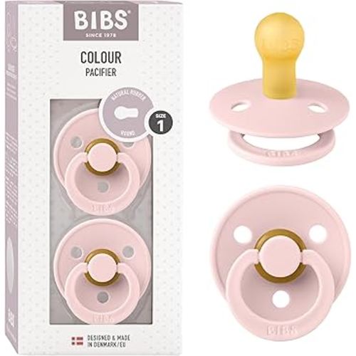 Amazon.com : BIBS Pacifiers Colour Collection | Natural Rubber Baby Pacifier | Set of 2 BPA-Free Soothers | Made in Denmark | 0+ Months (Pack of 2) | Blossom : Baby