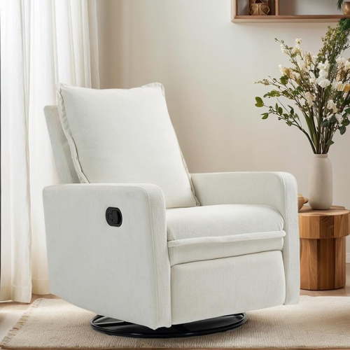 Recliner Chairs, Swivel Rocking Recliner Chair for Woman, Glider Chair, Nursery Recliner for Living Room, Nursery Chairs, Small Recliners for Small Spaces, Living Room Accent Chair (White)