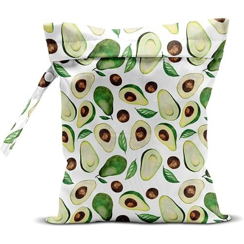 Wet Bag, Wet Dry Bag, Wet Bag for Swimsuit, Travel, Beach, Pool, Diapers, Dirty Yoga Gym Clothes, Toiletries, Makeup Bag, Snack Bag, Waterproof Reusable Fruit Peach Avocado Lemon