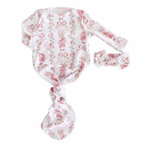 Ballet Blossoms Personalized Newborn Baby Knot Gown