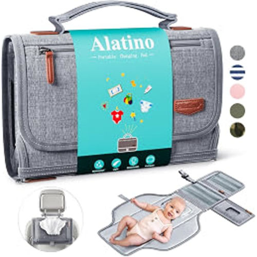 Amazon.com: Alatino Portable Diaper Changing Pad for Baby, Detachable Travel Changing Pad with Baby Wipes Pocket, Gifts for Baby Shower, Newborn Girls and Boys (Grey)