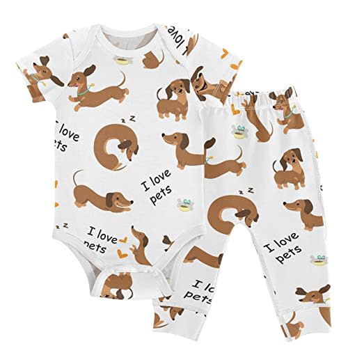 vvfelixl Baby Clothes Sunshine Baby Bodysuits Set Unisex Short Sleeve Baby Pants Sets 0-3M