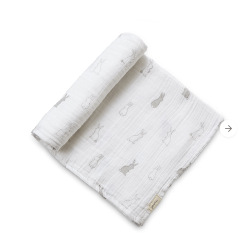 Organic Cotton Muslin Swaddle (Bunny Hops)