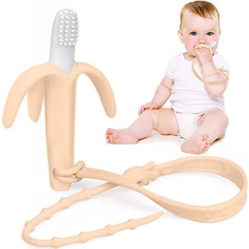SHARE&CARE Baby Toys Banana Teether,Baby Essentials, Baby Must Haves, Baby Stuff for Newborn (Cream-BA)