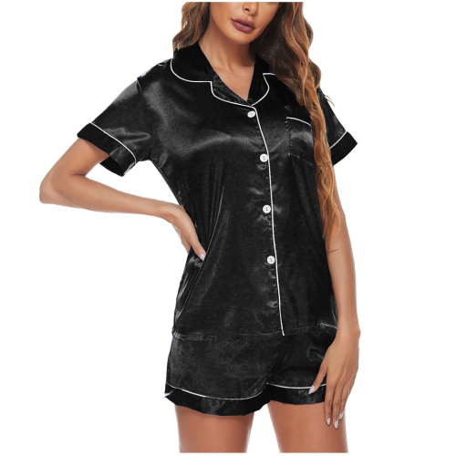 BUIgtTklOP Womens Silk Satin Pajamas Set Two-Piece Sleepwear Loungewear Pjs Button-Down Sets