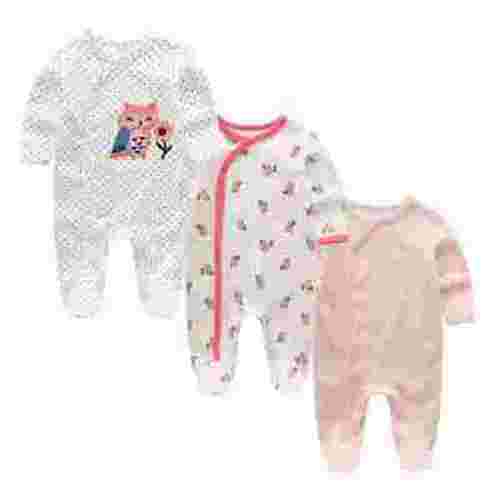 Zavbaby Unisex Newborn 3 Pieces Sleep´N Play Footed Pajamas Cotton Cartoon Rompers Infants Outfit ，Size:0-12Months