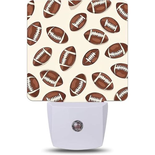 America Football Night Light Plug Into Wall with Dusk to Dawn Sensor Wall Lamp, LED Nightlights for Bedroom, Bathroom, Kitchen, Hallway, Room Decorative for Boys Girls Women Men Gifts