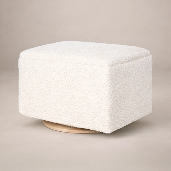 Small Stationary Rectangle Ottoman with Wood Base | Oilo™ Studio