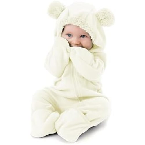 Fleece Baby Bunting Bodysuit – Infant One Piece Kids Hooded Romper Outerwear Toddler Jacket