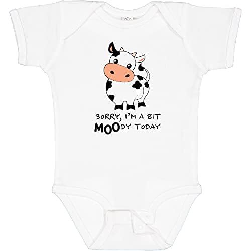inktastic Sorry, I'm a Bit MOOdy Today Cute Cow Pun Baby Bodysuit