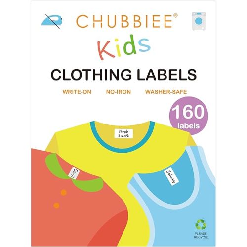 All Purpose No-Iron Kids Clothing Labels, Self-Stick Write-On Fabric Labels for Camp, School, Daycare, Nursing Care, Toys, Organizing, Washer & Dryer Safe, Pack of 160