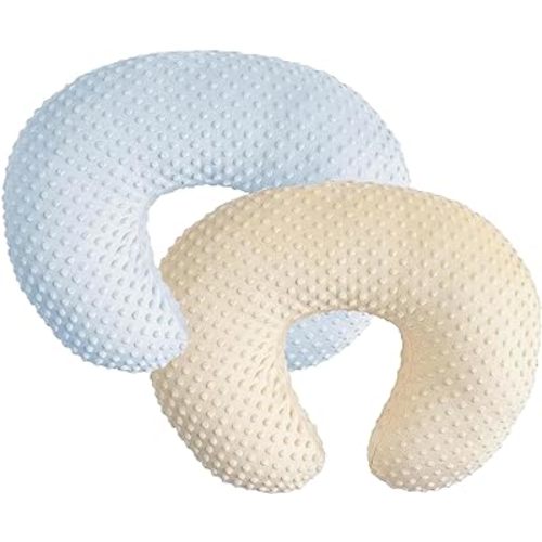 iEvolve Nursing Pillow Cover Breast Feeding Pillow Support Positioner Lounger Cover for Baby Boy Girl(Babyblue&Lightbeige, Pack of 2)