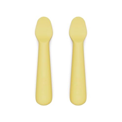Lalo Little Spoon Set - 2 Piece Baby Spoons Set for Infants & Babies - Made From Food Grade Silicone Dishwasher Safe - Baby Feeding Essentials for Early Stage Mealtime - Popcorn
