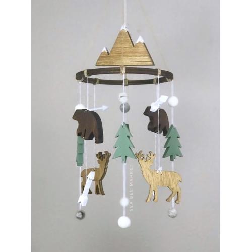 Woodland Animals Crib Mobile Wooden Baby Crib Mobile - Etsy