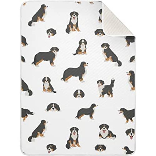 Swaddle Blanket Bernese Mountain Dog Cotton Blanket for Infants, Receiving Blanket, Lightweight Soft Swaddling Blanket for Crib, Stroller, Nursery Blankets, 30" X 40", Puppy