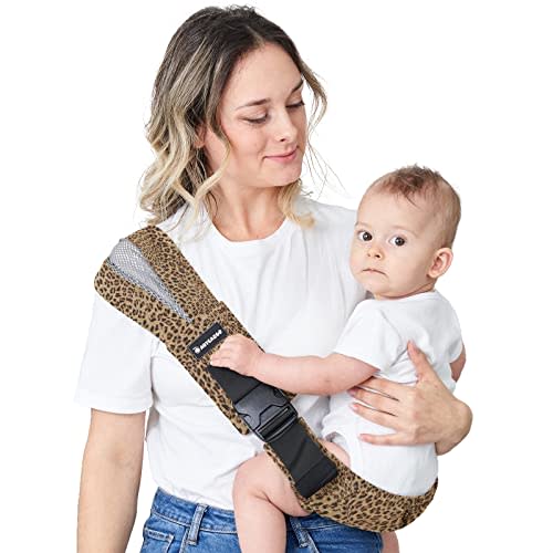 AUYEAZGO Toddler Sling, Ergonomic Baby Sling Carrier with Adjustable Strap, Soft Padding & Non-Slip Hip Seat, Perfect for Infant and Toddler(7-44 lbs), Leopard