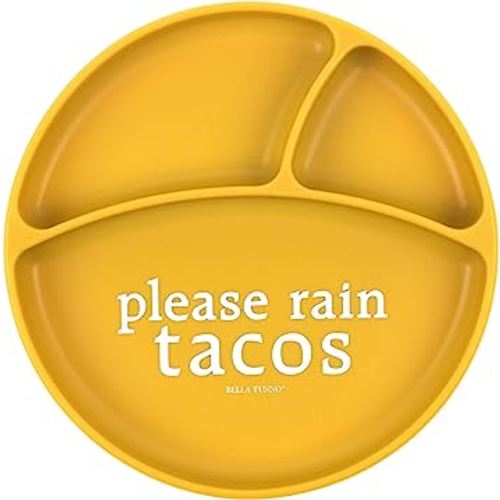 BELLA TUNNO Wonder Plate - Silicone Suction Plates For Baby and Toddler Plates, Microwave and Dishwasher Safe Food-Grade BPA Free Silicone, Rain Tacos, (WP30)
