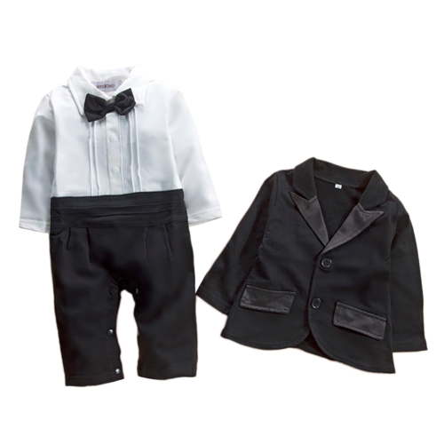 StylesILove Infant Toddler Baby Boy Tuxedo Romper and Jacket 2-pc Formal Wear Suit (70/3-6 Months)