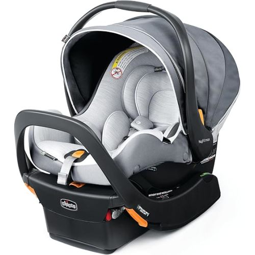 Chicco KeyFit® Max Zip ClearLux™ Infant Car Seat and Base, Rear-Facing Seat for Infants 4-30 lbs., Zip-Open Privacy Shield, Compatible with Chicco Strollers, Baby Travel Gear | Verona/Grey